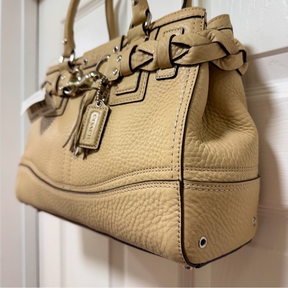Coach Hamptons Vintage Braided Satchel Tan Sand Pebbled Leather NWT - Picture 4 of 12
